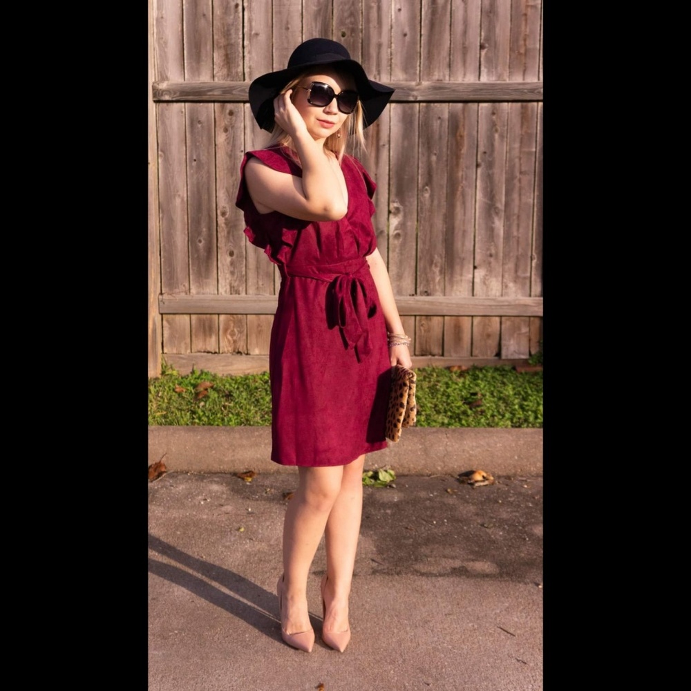 Lux Burgundy suede dress